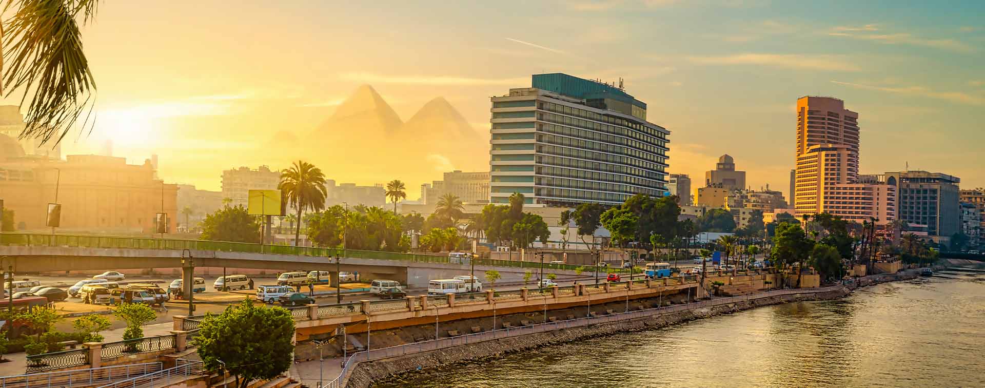 A view of Cairo, Egypt on the Nile River